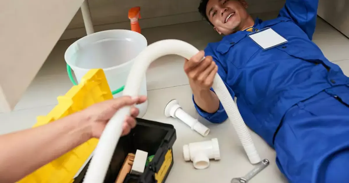 FixinGuru handyman fixing a kitchen sink pipe